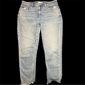 LOFT Curvy Skinny Crop Jeans Size 10 / 30W Light Wash Distressed